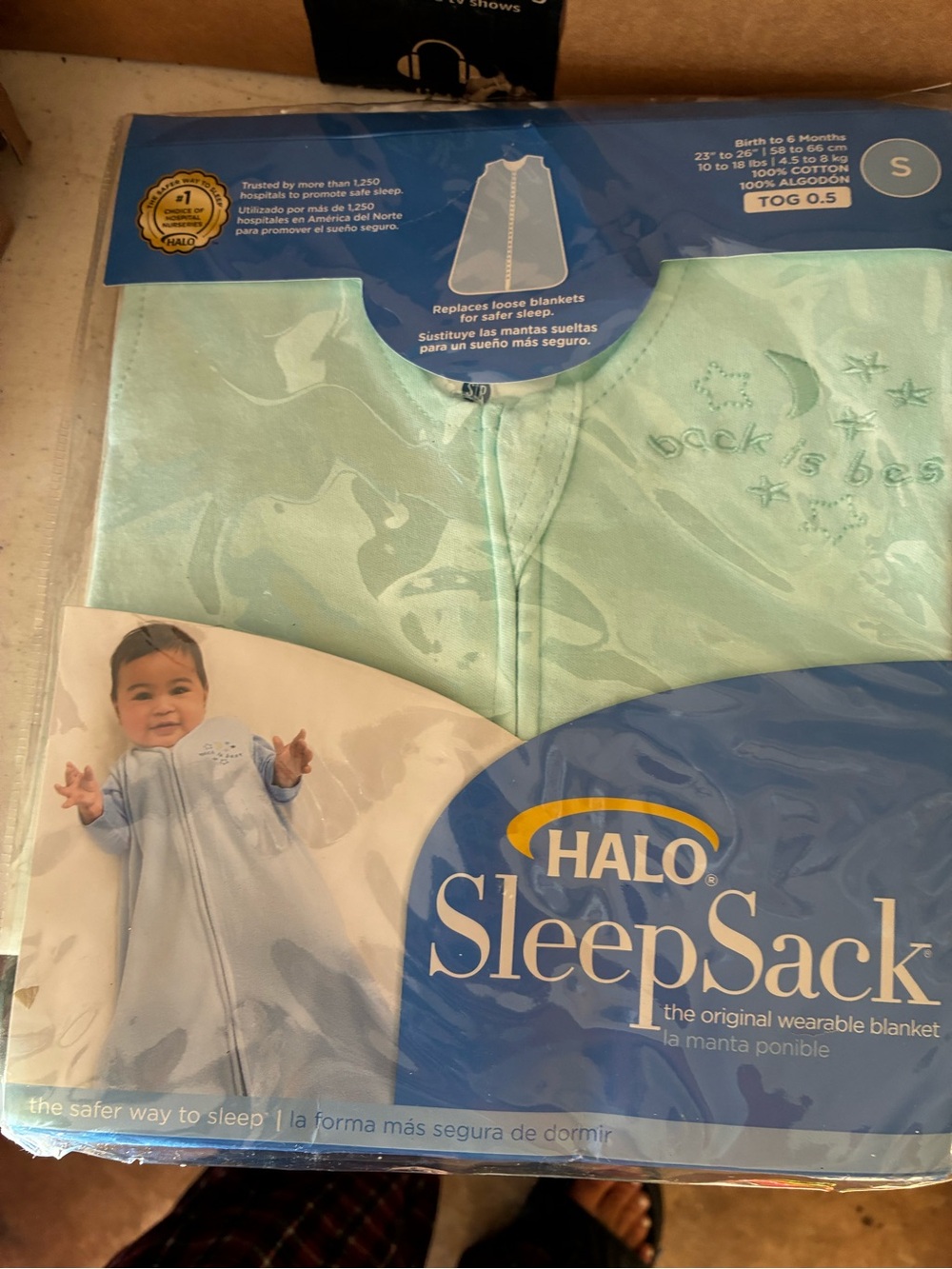 HALO SleepSack Wearable Blanket in Light Green and Light Blue